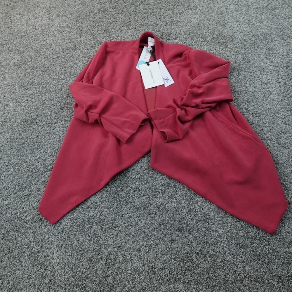 NEW 41 Hawthorn Blazer Womens S Red Open Front Ruched Jacket Cardigan Coat Top
